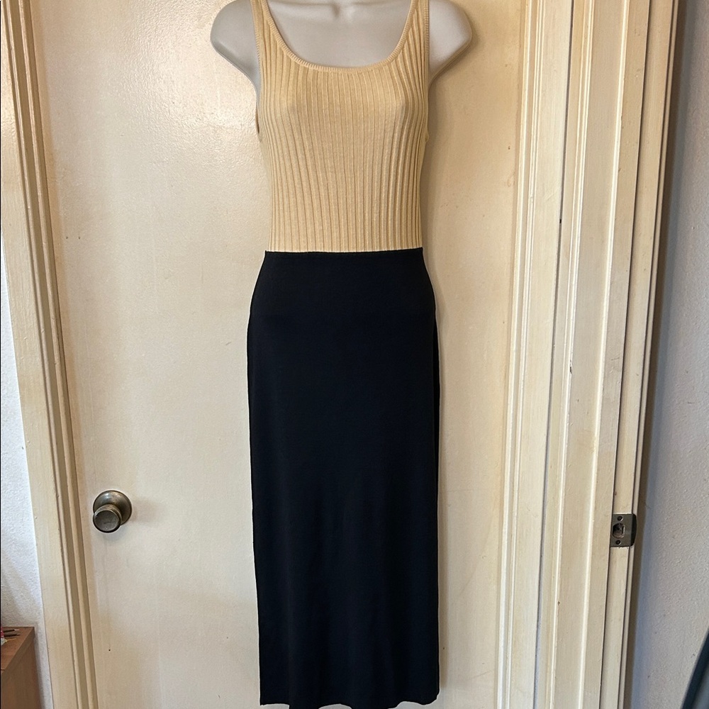 Saint Tropez West Silk Blend Black/Yellow Knit Dress size S